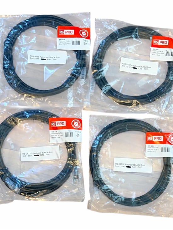 RS Pro Other - 4-Pack RS Pro 557-036 Black Patch Cord Cat 5e NWT